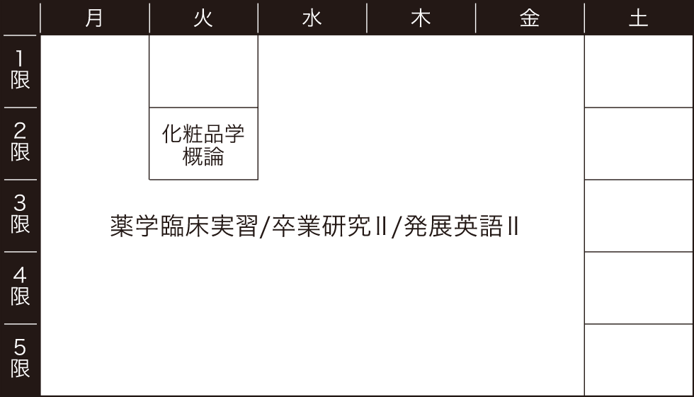 5年次の時間割例